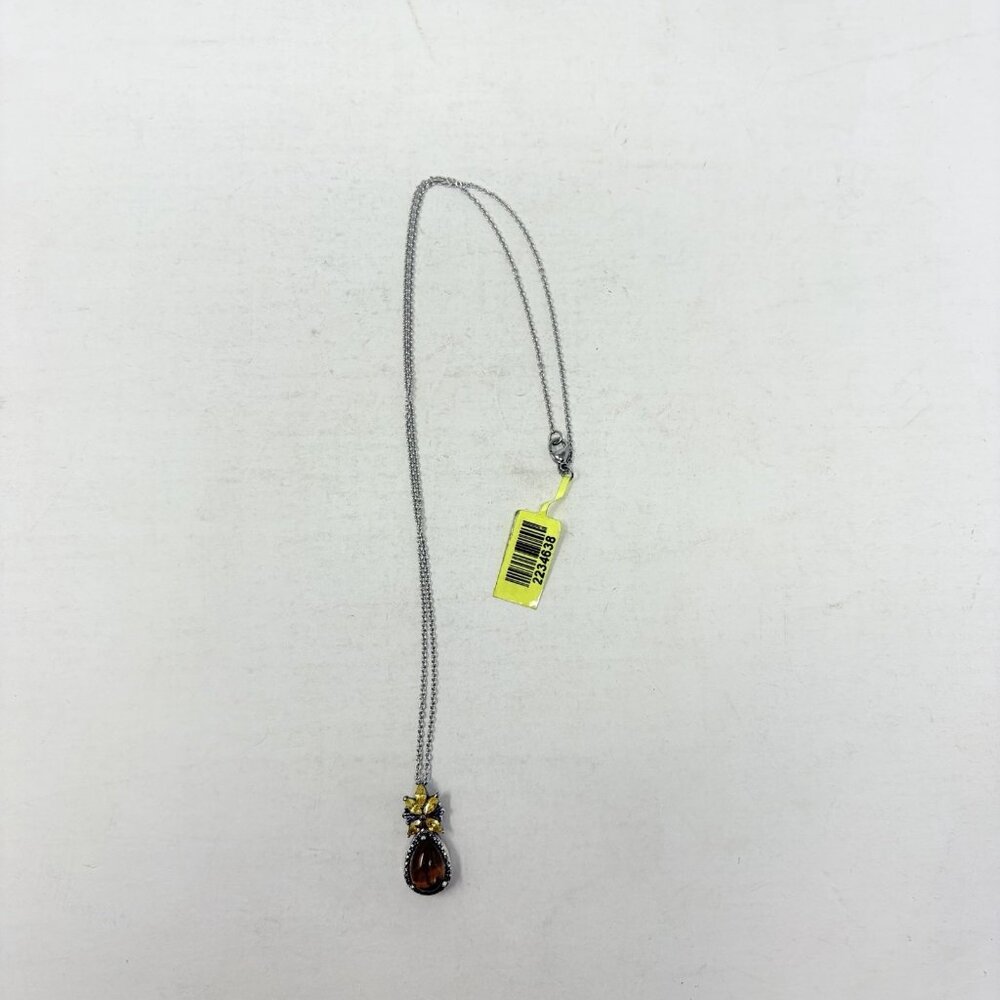 Shop LC South African Tigers Eye/Simulated Yellow Diamond Pendant & Chain 5402